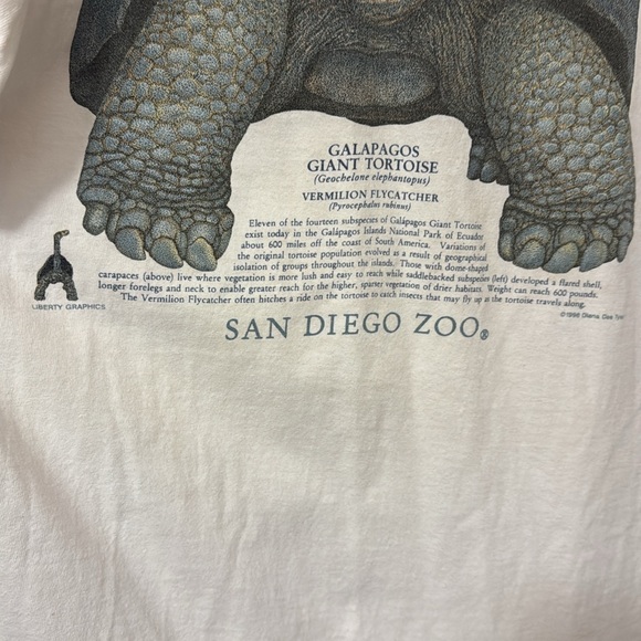 Vintage San Diego zoo white T shirt tee XXL 2XL 1996 Diana Dee Tyler Galapagos - Picture 3 of 7